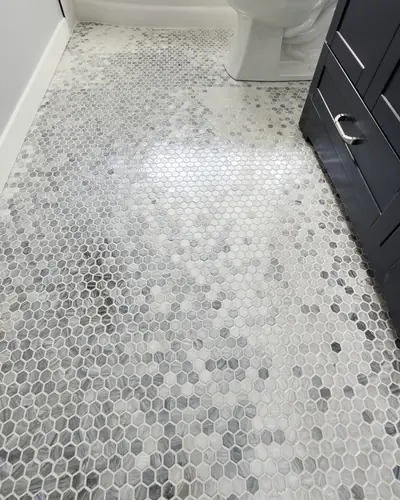 Hex marble mosaic floor